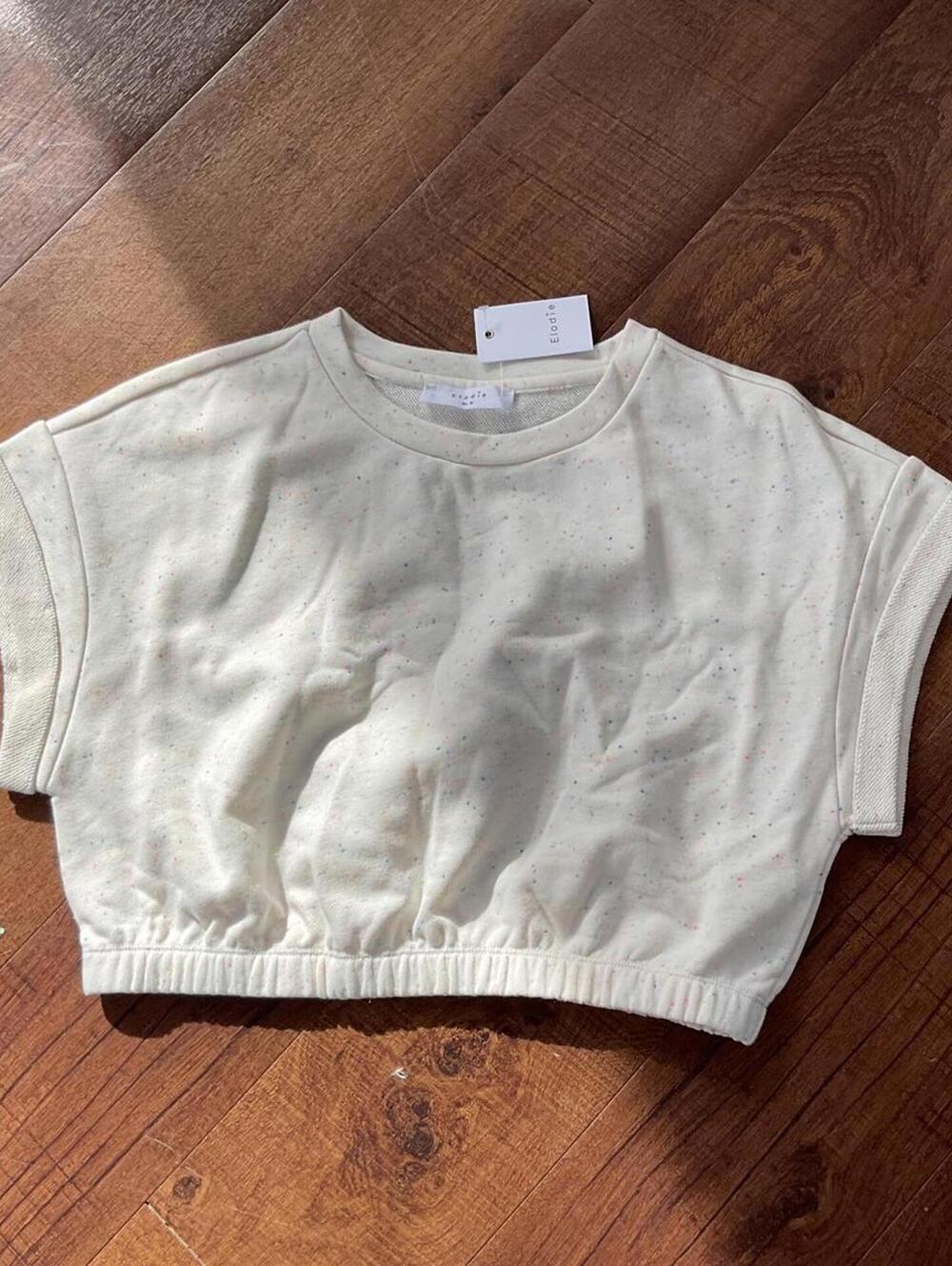 NWT Elodie Confetti Speckled Cropped Sweatshirt Size  Medium